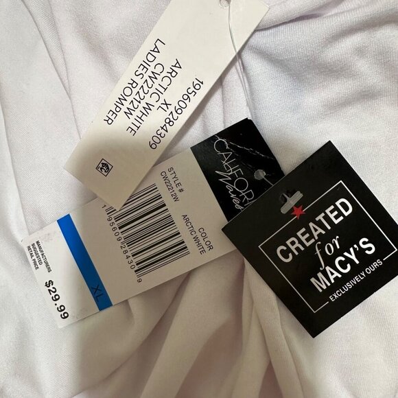 California Waves Juniors Size XL White Tie-Waist Swim Cover-Up Romper NWT - Picture 8 of 8